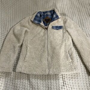 Pendleton Cream Sherpa Jacket with Blue Plaid Lining